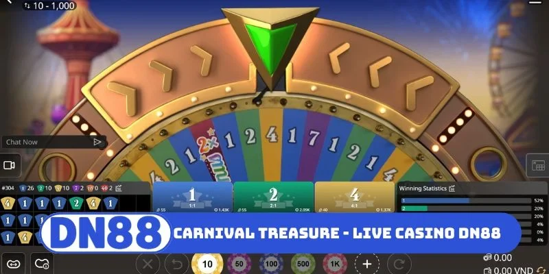 Live Casino DN88 - 8 Game Hàng Đầu Cho Tay Mê Đỏ Đen 3 Carnival treasure - Game live casino DN88 kích thích