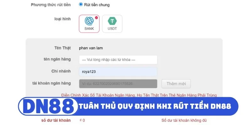 Rút Tiền DN88 3 Tuân thủ 3 quy định khi rút tiền DN88